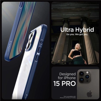 Etui Spigen Ultra Hybrid na iPhone 15 Pro - niebieskie