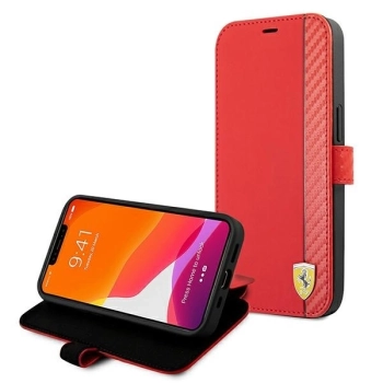 Etui Ferrari On Track Carbon Stripe na iPhone 13 Pro / iPhone 13 - czerwone