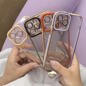 Fashion Case etui do Xiaomi Redmi Note 11 Pro żelowy pokrowiec ze złotą ramką fioletowy