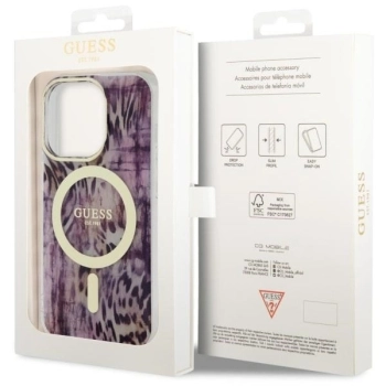 Etui Guess Leopard MagSafe na iPhone 14 Pro Max - różowe