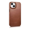 iCarer CE Oil Wax Premium Leather Folio Case skórzane etui iPhone 14 z klapką magnetyczne MagSafe brązowy (AKI14220705-BN)
