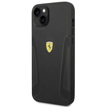Etui Ferrari Leather Stamp Sides na iPhone 14 Plus - czarne