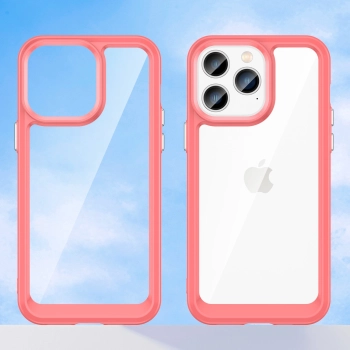 Outer Space Case etui iPhone 14 Pro Max sztywny pokrowiec z żelową ramką czerwony