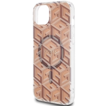 Etui Guess IML GCube MagSafe na iPhone 15 Plus / 14 Plus - brązowe