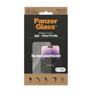 Szkło hartowane PanzerGlass Ultra-Wide Fit antybakteryjne na iPhone 14 Pro Max