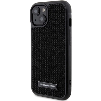 Etui Karl Lagerfeld Rhinestone Logo Metal Plate do iPhone 15 - czarne