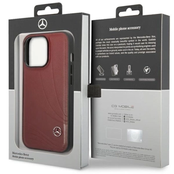 Etui Mercedes Leather Wave Patern na iPhone 14 Pro - czerwone