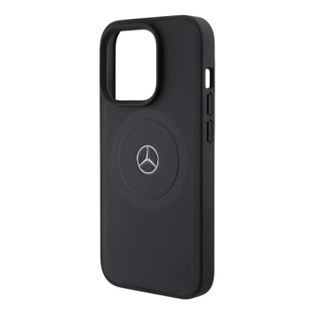 Etui Mercedes Crossed Lines Pattern Leather MagSafe na iPhone 15 Pro Max - czarne