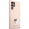 Etui Karl Lagerfeld Silicone Choupette Metal Pin na Samsung Galaxy S23 Ultra - różowe