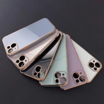 Lighting Color Case etui do iPhone 12 Pro Max żelowy pokrowiec ze złotą ramką biały