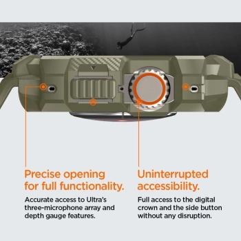 Etui z paskiem Spigen Rugged Armor Pro na Apple Watch Ultra (49 mm) - zielone