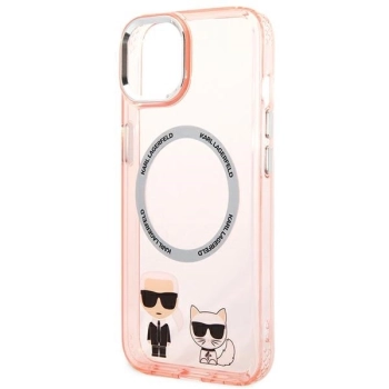 Etui Karl Lagerfeld Karl&Choupette Aluminium MagSafe na iPhone 14 Plus - różowe