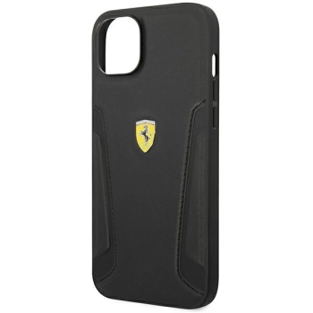 Etui Ferrari Leather Stamp Sides na iPhone 14 Plus - czarne