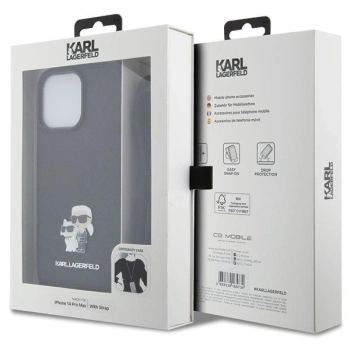 Etui Karl Lagerfeld Crossbody Saffiano Metal Pin Karl&Choupette na iPhone 14 Pro Max - czarne