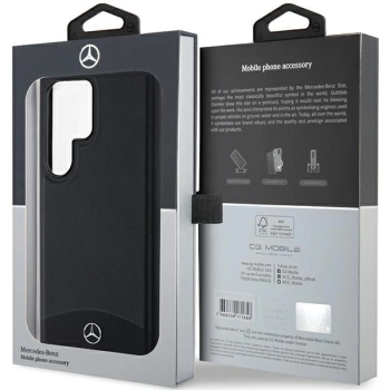 Etui Mercedes Leather Textured & Plain MagSafe na Samsung Galaxy S24 Ultra - czarne