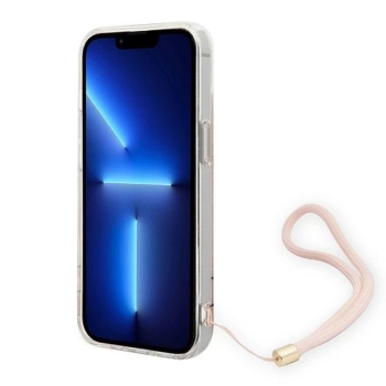 Etui Guess 4G Print Strap na iPhone 14 - różowe