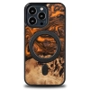 Etui z drewna i żywicy na iPhone 13 Pro MagSafe Bewood Unique Orange - pomarańczowo-czarne