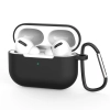 Etui do AirPods Pro silikonowy miękki pokrowiec na słuchawki + brelok karabińczyk zawieszka czarny (case D)