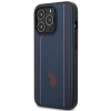 Etui U.S. Polo Assn. Leather Stitch na iPhone 14 Pro - granatowe
