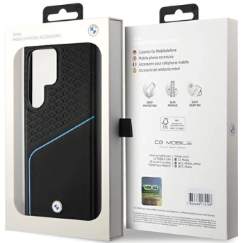 Etui BMW Signature Leather Textured & Line MagSafe na Samsung Galaxy S24 Ultra - czarne