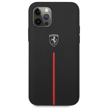 Etui Ferrari Off Track Leather Nylon Stripe na iPhone 12 Pro Max - czarne