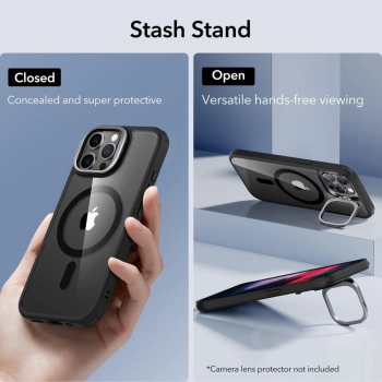 Etui ESR Classic Kickstand Halolock z MagSafe na iPhone 15 Pro Max - przezroczysto-czarne