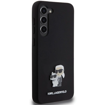 Etui Karl Lagerfeld Silicone Karl&Choupette Metal Pin na Samsung Galaxy S23+ - czarne