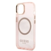 Etui Guess Gold Outline Translucent MagSafe na iPhone 13 - różowe