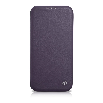 iCarer CE Premium Leather Folio Case skórzane etui iPhone 14 Pro z klapką magnetyczne MagSafe ciemnofioletowy (WMI14220714-DP)