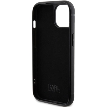 Etui Karl Lagerfeld Rhinestone Logo Metal Plate do iPhone 15 - czarne