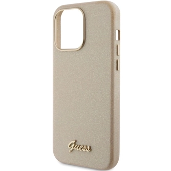 Etui Guess Glitter Glossy Script do iPhone 15 Pro Max - złote