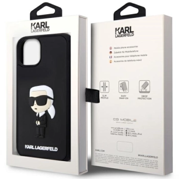 Etui Karl Lagerfeld Rubber Ikonik 3D na iPhone 14 - czarne
