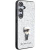 Etui Karl Lagerfeld Fixed Glitter Ikonik Logo Metal Pin na Samsung Galaxy S24+ - srebrne