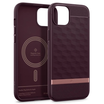 Etui Caseology Parallax Mag z MagSafe na iPhone 15 - burgundowe