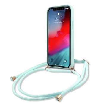 Etui Guess Metal Logo Cord na iPhone 12 mini - jasnoniebieskie