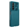 Skórzane etui z klapką i osłoną aparatu do Samsung Galaxy Z Fold 5 Nillkin Qin Leather Pro - zielone