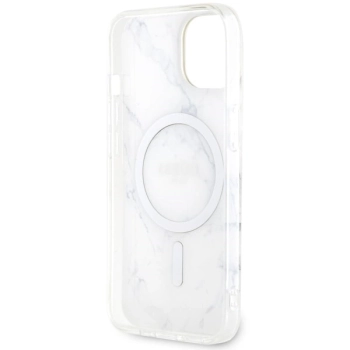 Etui Guess Marble MagSafe na iPhone 14 Plus - białe