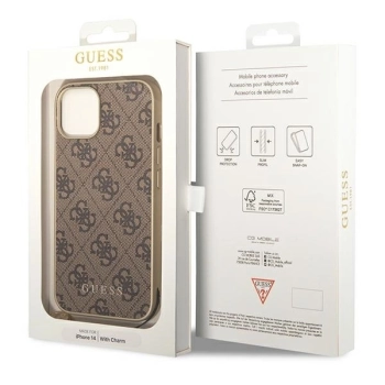 Etui Guess 4G Charms Collection na iPhone 14 Plus - brązowe