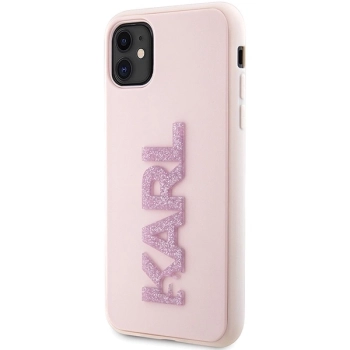 Etui Karl Lagerfeld 3D Rubber Glitter Logo na iPhone 11 / Xr - różowe
