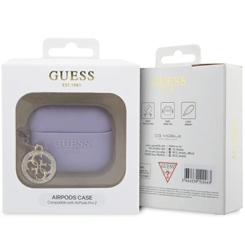 Etui Guess 3D Rubber 4G Diamond Charm na AirPods Pro 2 - purpurowe
