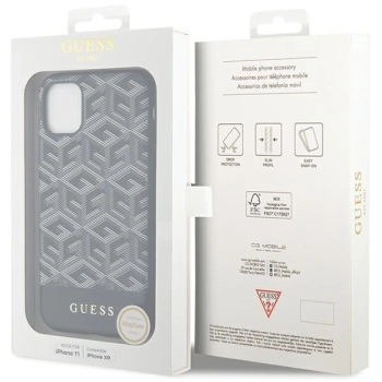 Etui Guess GCube Stripes MagSafe na iPhone 11 / Xr - czarne