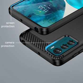 Carbon Case etui Motorola Moto G42 elastyczny silikonowy karbonowy pokrowiec czarne