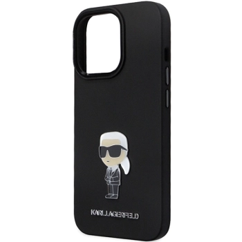 Etui Karl Lagerfeld Silicone Ikonik Metal Pin na iPhone 14 Pro - czarne