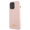 Etui Guess Silicone Script Gold Logo na iPhone 13 Pro Max - jasnoróżowe