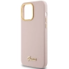 Etui Guess Silicone Script Metal Logo & Frame na iPhone 15 Pro - różowe