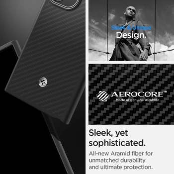Etui Spigen Enzo Aramid na Samsung Galaxy S24 Ultra - czarny mat