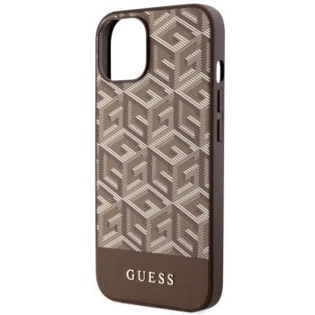 Etui Guess GCube Stripes MagSafe na iPhone 14 - brązowe