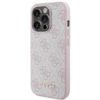 Etui Guess 4G Metal Gold Logo na iPhone 15 Pro - różowe