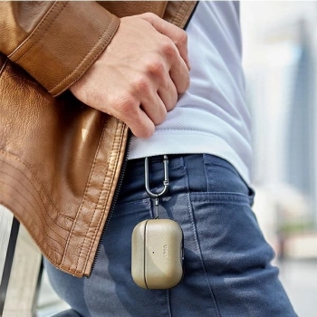 Etui UNIQ Terra Genuine Leather na AirPods Pro - oliwkowe