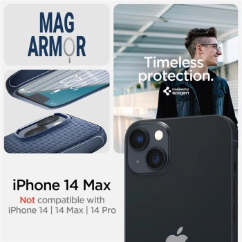 Etui Spigen Mag Armor na iPhone 14 Plus - niebieskie